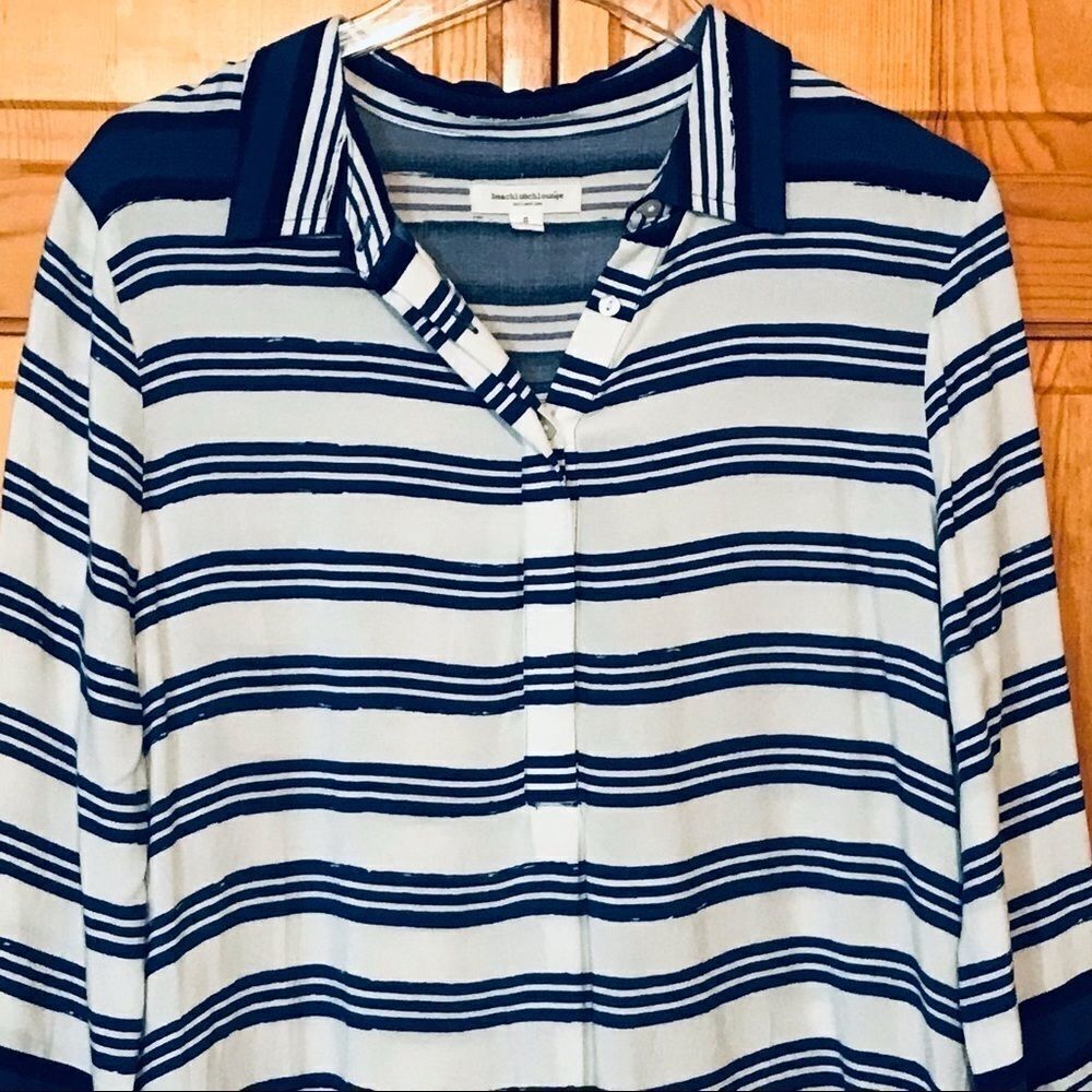 Beach Lunch Lounge Dress Small Striped Button‎ Casual Vacation